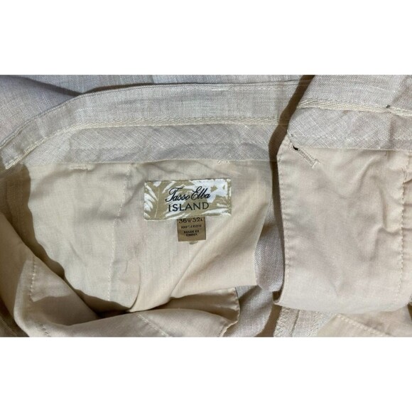 Tasso Elba Island 36x32 Beige Beach Resort Straight 100% Linen Mens Pants - Picture 3 of 8